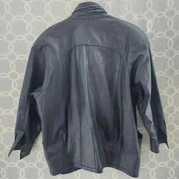 Vintage Pelle Black Leather Jacket Mock Neck Women's 2X - Picture 2 of 9